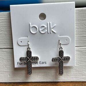 Belk Silver Cross Earrings